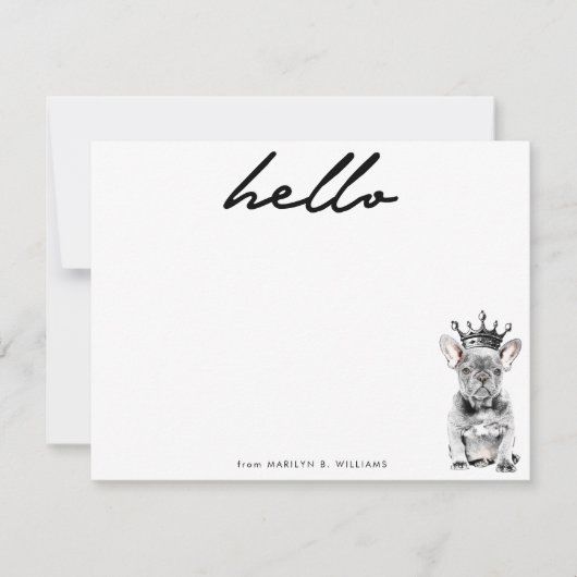 Chic French Bulldog Frenchie Love Royal Stationery Notitiekaartje (Voorkant)
