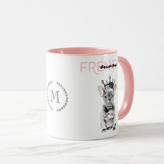 Chic French Bulldog Frenchie mama Monogram Mok (Voorkant rechts)