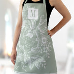 Chic French Farmhouse Peony Monogram Light Green Schort<br><div class="desc">Pas dit chic,  modern volwassen schort aan met je monogram! Dit elegante schort heeft uw eigen initialen op een prachtig lichtgroen bloemperony  frans boerderijontwerp.</div>