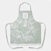 Chic French Farmhouse Peony Monogram Light Green Schort (Voorkant)