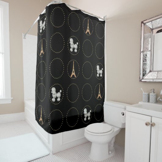 Chic French Geïnspireerd Black Shower Curtain Douchegordijn (In situ)