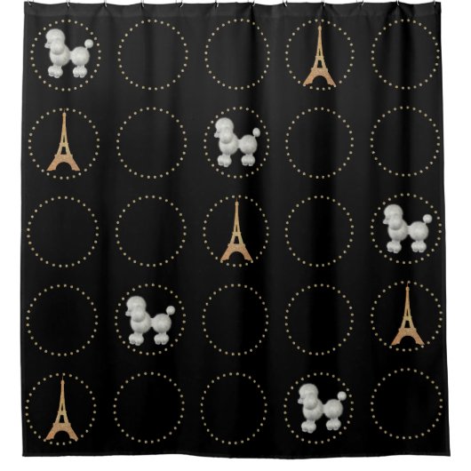 Chic French Geïnspireerd Black Shower Curtain Douchegordijn (Voorkant)