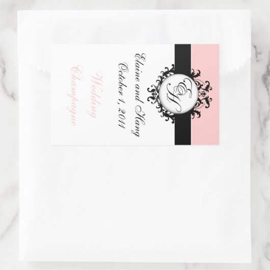 Chic French Monogrammen Damask Champagne Labels (Tas)