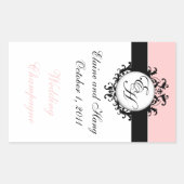 Chic French Monogrammen Damask Champagne Labels (Voorkant)