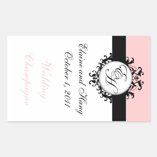 Chic French Monogrammen Damask Champagne Labels (Voorkant)
