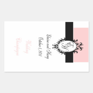 Chic French Monogrammen Damask Champagne Labels