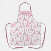 Chic French Paris Eiffel Tower Pink Paars Design Schort (Voorkant)