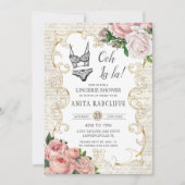 Chic  French Rozen Lingerie Vrijgezellenfeest Kaart (Voorkant)