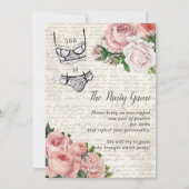 Chic  French Rozen Lingerie Vrijgezellenfeest Kaart (Achterkant)