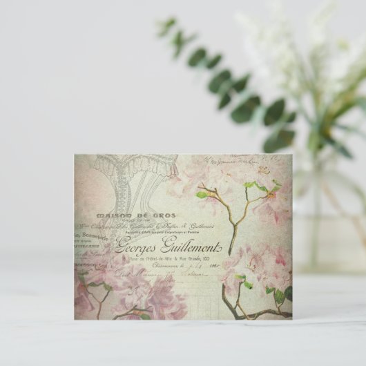  Chic French Script Shabby Flowers Corset Briefkaart (Staand voorkant)