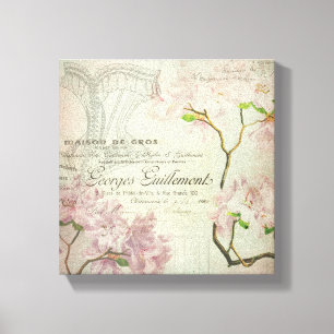  Chic French Script Shabby Flowers Corset Canvas Afdruk