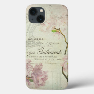  Chic French Script Shabby Flowers Corset iPhone 13 Hoesje