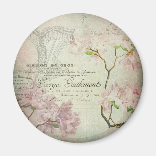  Chic French Script Shabby Flowers Corset Magneet (Voorkant)