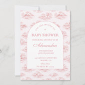 Chic French Toile Baby Shower Kaart (Voorkant)