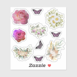 Chic fresh bridal  wonderful flowers foliage sticker