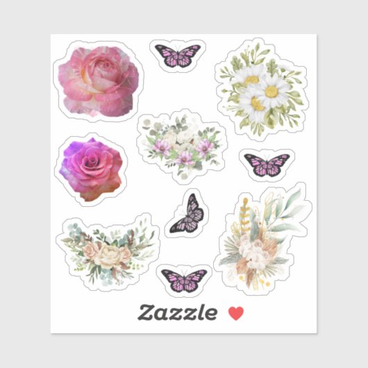 Chic fresh bridal  wonderful flowers foliage sticker (Vel)