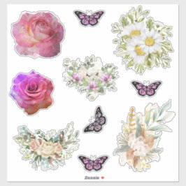 Chic fresh bridal  wonderful flowers foliage sticker