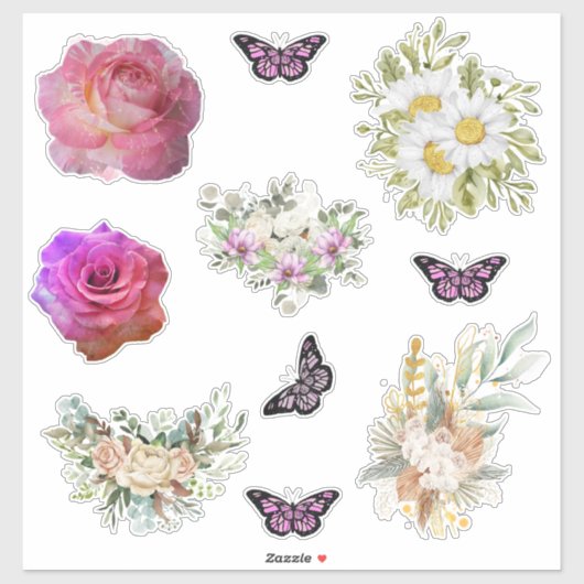 Chic fresh bridal  wonderful flowers foliage sticker (Vel)