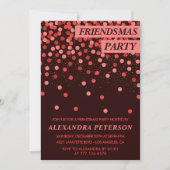 Chic Friendsmas uitnodiging Red Glitter Confetti (Voorkant)