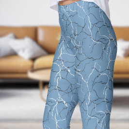 Chic Frost Blauw en Zwart Wit Breuk Patroon Leggings
