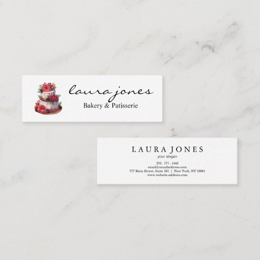 Chic Fruit Bloemen Cake Patisserie Cupcake Bakkeri Mini Visitekaartje (Voorkant / Achterkant)