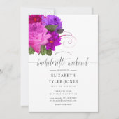 Chic Fuchsia en Paarse Bachelorette Party Kaart (Voorkant)