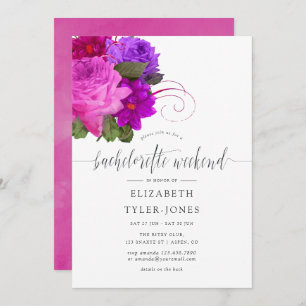  Chic Fuchsia en Paarse Bachelorette Party Kaart