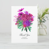 Chic Fuchsia en Paarse bruiloft Bedankkaart (Staand voorkant)