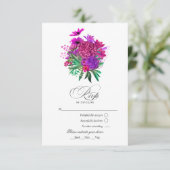  Chic Fuchsia en Paarse bruiloft RSVP Kaartje (Staand voorkant)