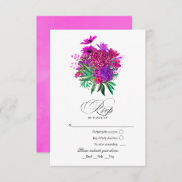  Chic Fuchsia en Paarse bruiloft RSVP Kaartje
