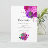  Chic Fuchsia en Paarse Floral Quinceañera Kaart (Staand voorkant)