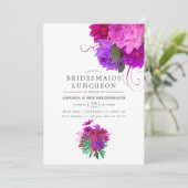  Chic Fuchsia & Paarse Bridesmaids Luncheon Kaart (Staand voorkant)