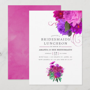  Chic Fuchsia & Paarse Bridesmaids Luncheon Kaart