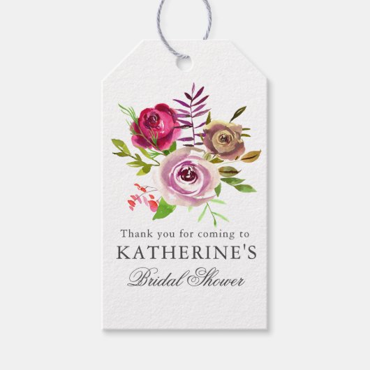 Chic Fuchsia Pink Floral Custom Vrijgezellenfeest Cadeaulabel (Voorkant)