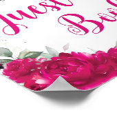 Chic Fuchsia Roze Bloemen Quinceañera Gastenboek Poster (Hoek)