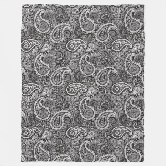 Chic Fun Black en White Paisley Classic Pattern Fleece Deken (Voorkant)