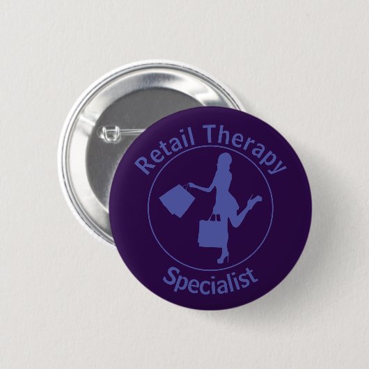 Chic Fun Blue en Paarse 'Retail Therapist' Button (Voorkant /achterkant)