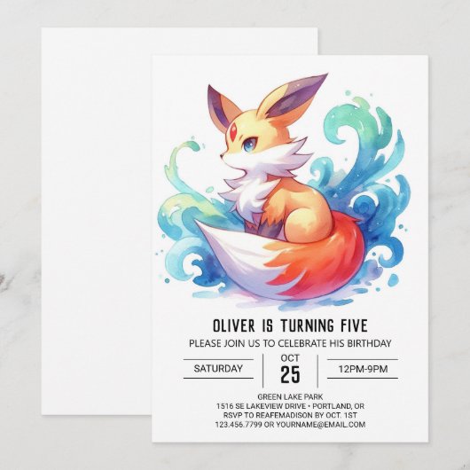 Chic Fun Fox Verjaardag Kaart (Voorkant / Achterkant)