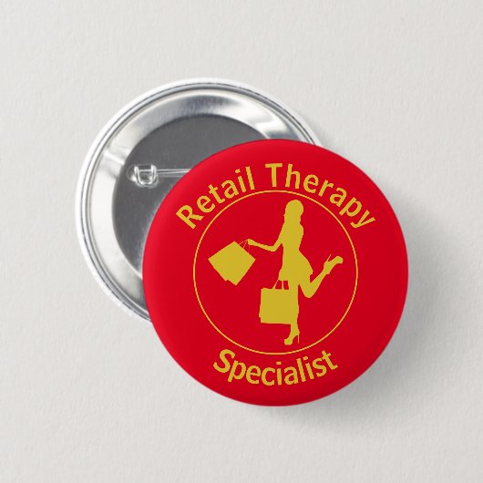 Chic Fun Golden 'Retail Therapist'-Button Ronde Button 5,7 Cm (Voorkant /achterkant)