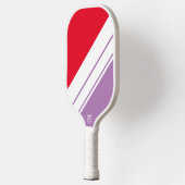 Chic Fun Heldere Rode Lavendel Witte Racing Stripe Pickleball Paddle (Links)