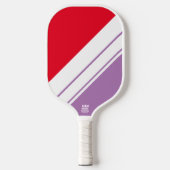 Chic Fun Heldere Rode Lavendel Witte Racing Stripe Pickleball Paddle (Voorkant)