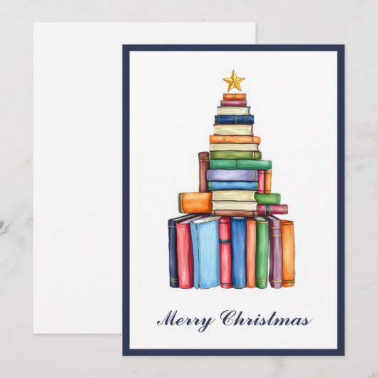  Chic Fun Kerstboom Gemaakt van Boeken Feestdagenkaart (Voorkant / Achterkant)