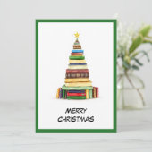 Chic Fun Kerstboom Gemaakt van Boeken Feestdagenkaart (Staand voorkant)