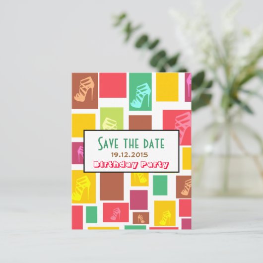 Chic Fun Kleurrijke Verjaardag Save the Date Brief Aankondigingskaart (Staand voorkant)