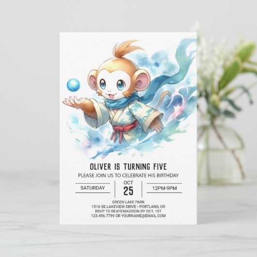 Chic Fun Monkey Verjaardag Kaart (Staand voorkant)