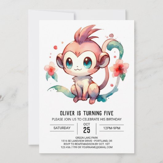 Chic Fun Monkey Verjaardag Kaart (Voorkant)