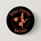 Chic Fun Oranje "Retail Therapist" Button (Voorkant)