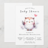 Chic Fun Owl Baby shower Kaart (Voorkant / Achterkant)