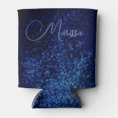 Chic Fun Personalized Midnite Blue Confetti Blikjeskoeler (Voorkant)