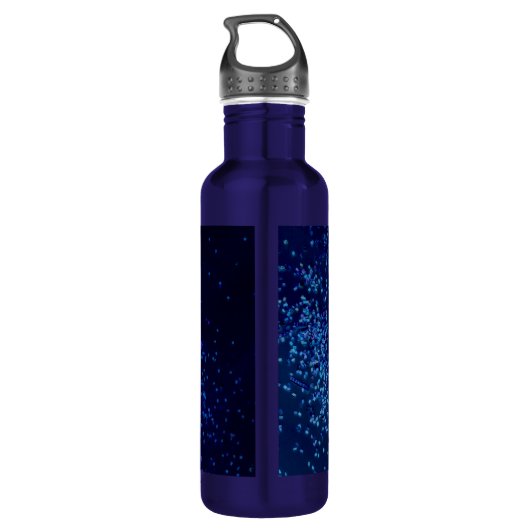 Chic Fun Personalized Midnite Blue Confetti Waterfles (Achterkant)